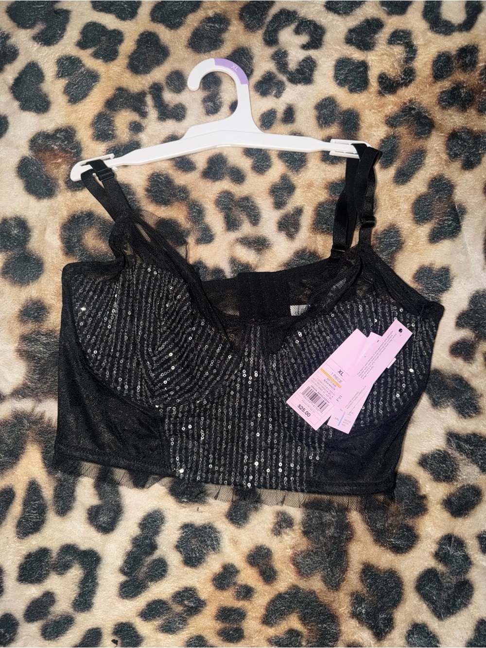 wild fable Black Sequin Bralette Top